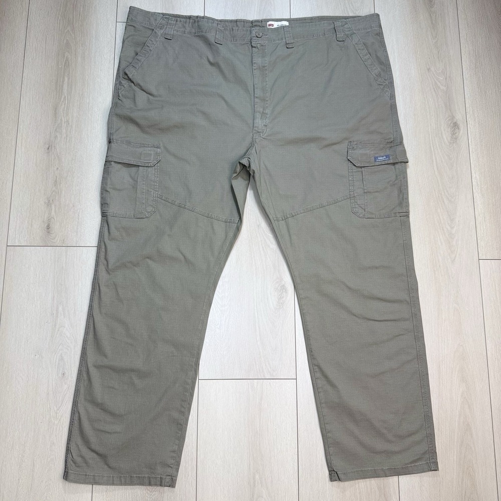 Wrangler Relaxed Fit Cargo Pants Mens 54x32 Khaki‎ Ripstop Utility Work Tactical